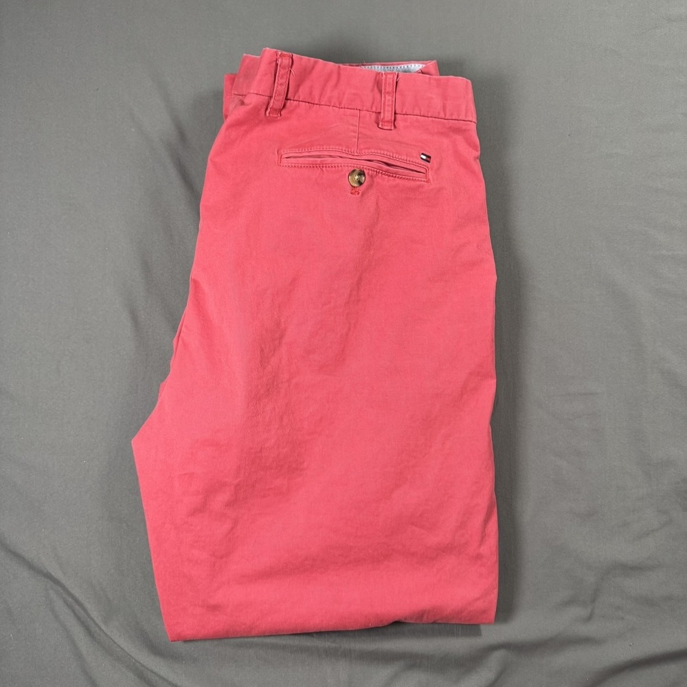 Tommy Hilfiger Pants Mens 39x30 Red‎ Custom Fit Chino Casual Classic Cotton